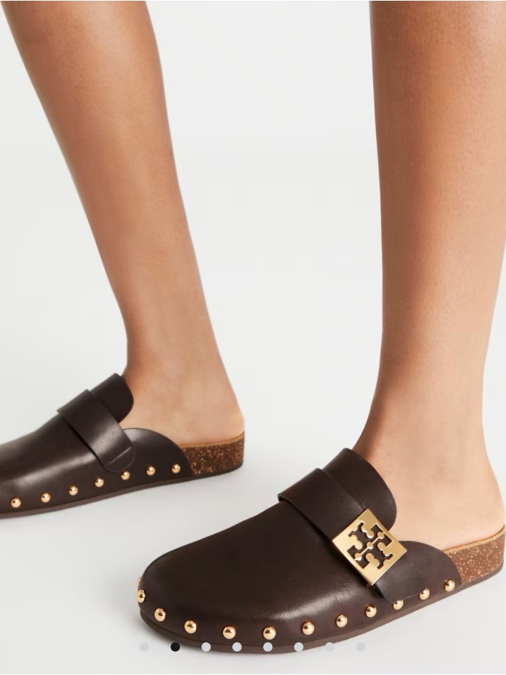 Tory Burch Dark Brown Leather Mule with Gold Logo
